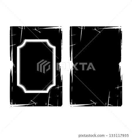 Card design featuring a vintage style with cracked edges and a blank center, ready for personalized text or graphics Card design featuring a vintage style with cracked edges and a blank center, ready for personalized text or graphics 133117935