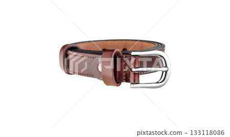 Minimal Burgundy Leather Belt with Shiny Buckle Minimal Burgundy Leather Belt with Shiny Buckle 133118086