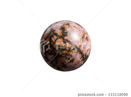 Vibrant Black Rhodonite Ball with Pink Streaks 133118090