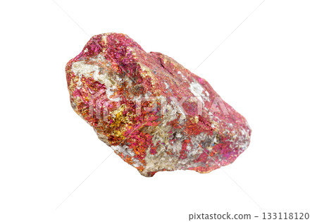 Metallic Chalcopyrite Rock with Iridescent Surface Isolated 133118120