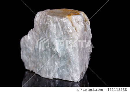 Macro mineral stone Talc on black background 133118288