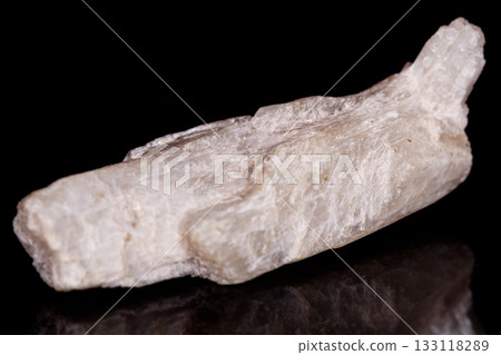Macro mineral stone Orthoclase on black background Macro mineral stone Orthoclase on black background 133118289