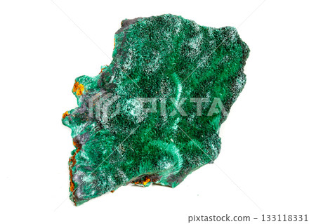 Macro mineral stone plisoviy, plush, satin malachite on a white background Macro mineral stone plisoviy, plush, satin malachite on a white background 133118331