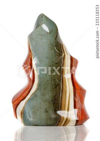 Macro mineral stone jasper patterned on a white background Macro mineral stone jasper patterned on a white background 133118353