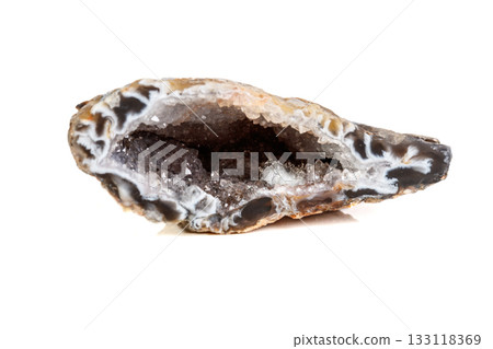 Macro mineral stone agate kidney gerbera on white background 133118369