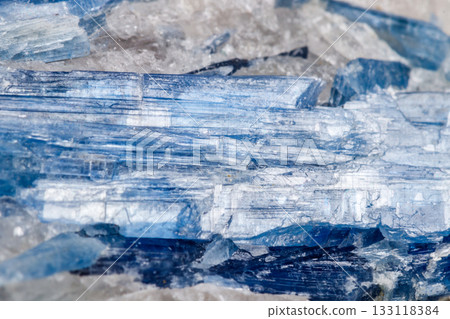 Macro mineral stone Kyanite a white background Macro mineral stone Kyanite a white background 133118384