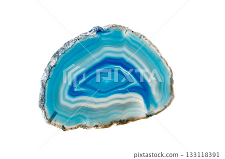 Macro mineral stone Blue Agate breed a white background 133118391