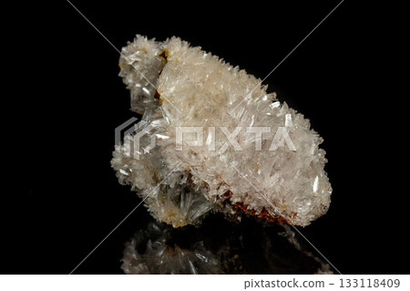 Macro mineral stone crystals Hemimorphite rock on a black background Macro mineral stone crystals Hemimorphite rock on a black background 133118409
