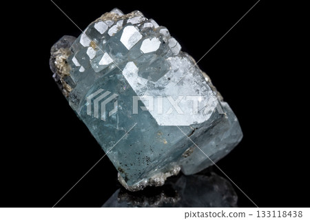 Macro mineral stone Aquamarine on a black background 133118438