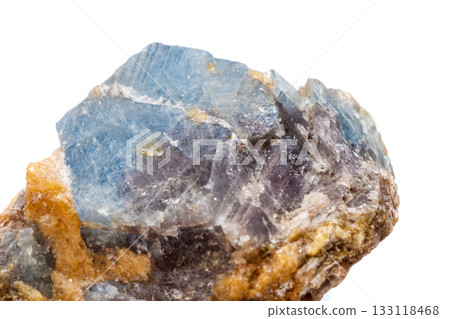Macro mineral stone Corundum in rock a white background 133118468