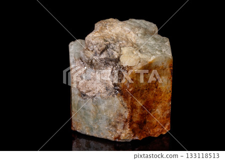 macro mineral stone Topaz on a black background 133118513