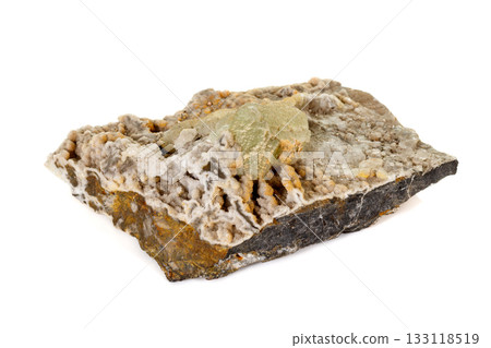 macro mineral fluorite stone on white background 133118519
