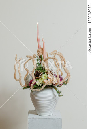 Christmas composition of fresh flowers Christmas composition of fresh flowers 133118681