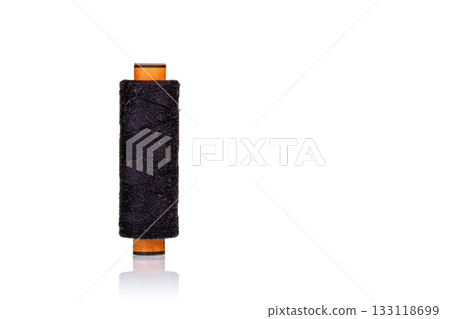 skein of thread black colors macro on a white background skein of thread black colors macro on a white background 133118699