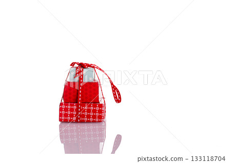 snowman, Christmas tree, gifts, sled on a white background snowman, Christmas tree, gifts, sled on a white background 133118704