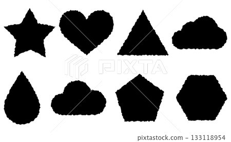 Jagged heart star triangle drop cloud shape set vector Jagged heart star triangle drop cloud shape set vector 133118954