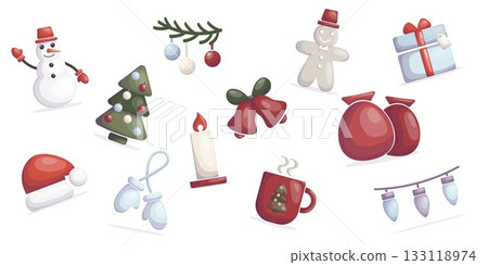 Cute Christmas elements set for festive design 133118974