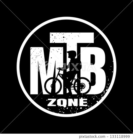 MTB. Mountain bike logo, emblem on dark background. 133118999