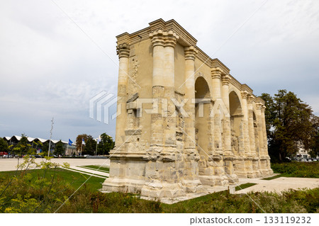 Reims, Marne, Grand-Est, France, August, 28th, 2025, Champagne Area, Weathered columns showcasing 133119232