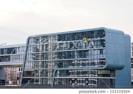 Modern building architecture of a technology company in an urban setting Modern building architecture of a technology company in an urban setting 133119304