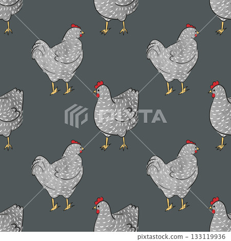 Seamless chicken pattern. Speckled hens vector illustration Seamless chicken pattern. Speckled hens vector illustration 133119936