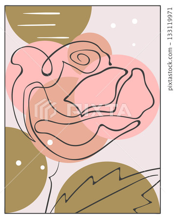 Minimalistic modern line art rose flower. Abstract floral poster. Wall art design Minimalistic modern line art rose flower. Abstract floral poster. Wall art design 133119971