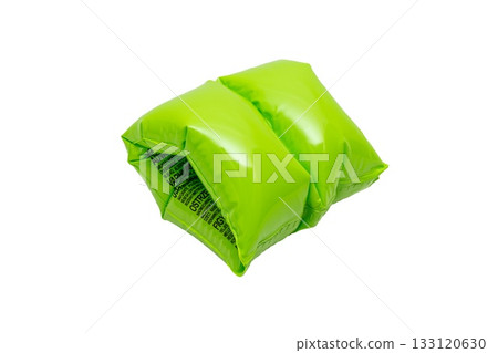Bright green inflatable arm floaties for water safety 133120630