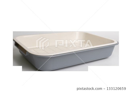 Gray plastic cat litter tray. Isolated Gray plastic cat litter tray. Isolated 133120659