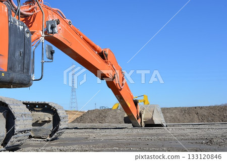 Construction machine at civil engineering construction site Construction machine at civil engineering construction site 133120846