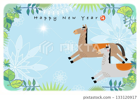Year of the Horse New Year's Card Year of the Horse New Year's Card Material Illustration 133120917