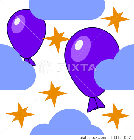 Bright Seamless Pattern of Colorful Cartoon Balloons on Transparent Background Bright Seamless Pattern of Colorful Cartoon Balloons on Transparent Background 133121007
