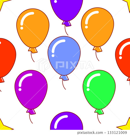 Bright Seamless Pattern of Colorful Cartoon Balloons on Transparent Background Bright Seamless Pattern of Colorful Cartoon Balloons on Transparent Background 133121009