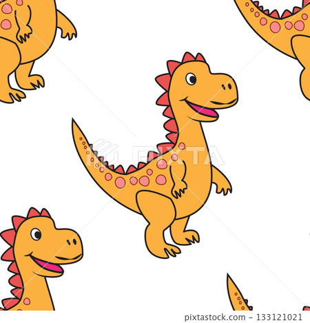 Cute Dinosaur Seamless Pattern for Kids' Design. Editable pattern on a transparent background 133121021