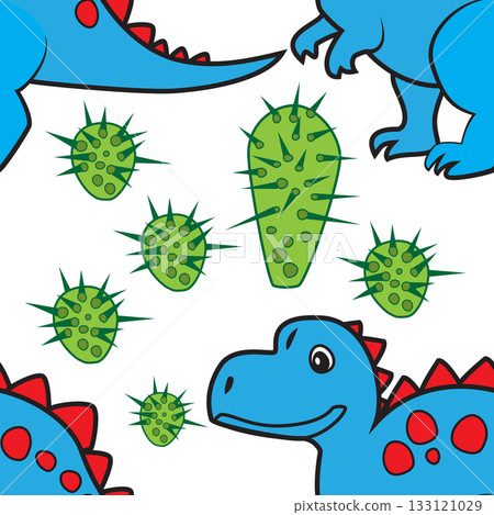 Cute Dinosaur Seamless Pattern for Kids' Design. Editable pattern on a transparent background Cute Dinosaur Seamless Pattern for Kids' Design. Editable pattern on a transparent background 133121029