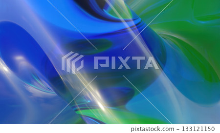 Abstract Glass Waves in Blue and Green. 3D Render Abstract Glass Waves in Blue and Green. 3D Render 133121150