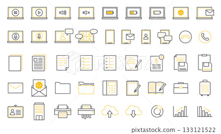 Business icon vector simple multiple PC smartphone business trip printer graph employee ID 133121522