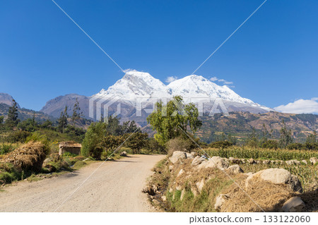 Aerial view of the Nevado de Huascaran in the Ancash region. 133122060