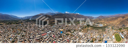 Aerial view of the town of Caraz, in the Ancash region. Aerial view of the town of Caraz, in the Ancash region. 133122090