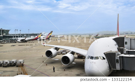 Incheon Airport, airplanes on the tarmac Incheon Airport, airplanes on the tarmac 133122154