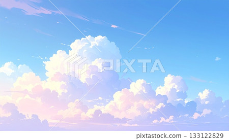 A serene background of pale blue skies and soft clouds 133122829