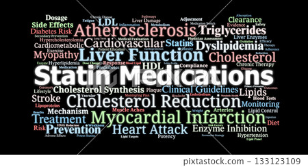 Statin Medications Word Cloud. Key Terms On Cholesterol, Lipids, Risks, And Cardiovascular Care Statin Medications Word Cloud. Key Terms On Cholesterol, Lipids, Risks, And Cardiovascular Care 133123109