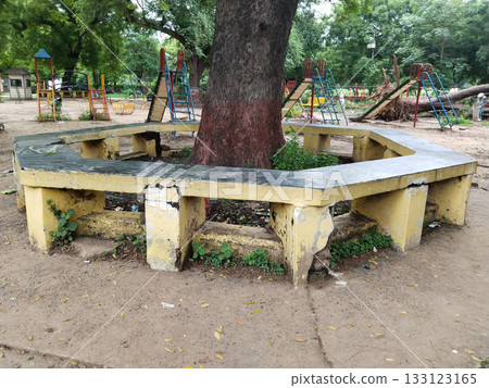 concrete bench in playground Park concrete bench in playground Park 133123165