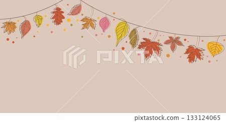 Colorful decoration illustration of autumn leaves and fallen leaves Colorful decoration illustration of autumn leaves and fallen leaves 133124065