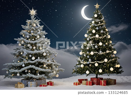 Outdoor Christmas trees at night 133124685