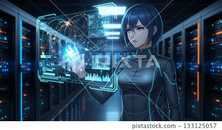 An engineer directing production management in a smart factory 133125057