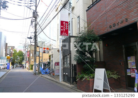 柏銀座大街上一片靜謐。附近有一個井蓋，上面繪有凡爾賽玫瑰。 133125290