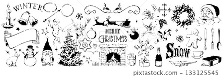 Christmas vintage material collection / vector, illustration 133125545