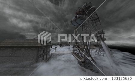 在多雲的天空中的城市景觀 133125680