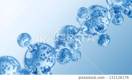3D image of blue molecular structure | Pharmaceutical and cosmetic ingredient technology concept 133126176