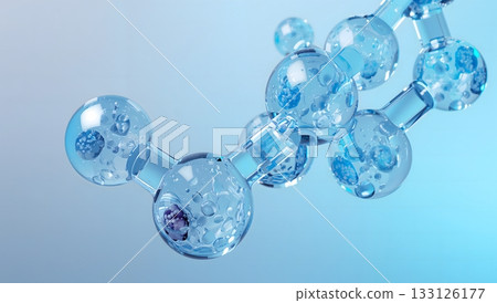 3D image of blue molecular structure | Pharmaceutical and cosmetic ingredient technology concept 133126177